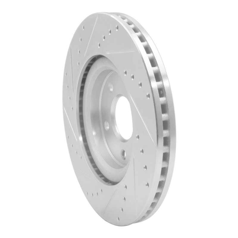 Nissan Rogue Brake Rotor (1) - Front Right - R1 Concepts - Drilled & Slotted - Silver - `14-`19